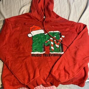 MTV Official Merch Vintage Christmas Red Hoodie Size XL